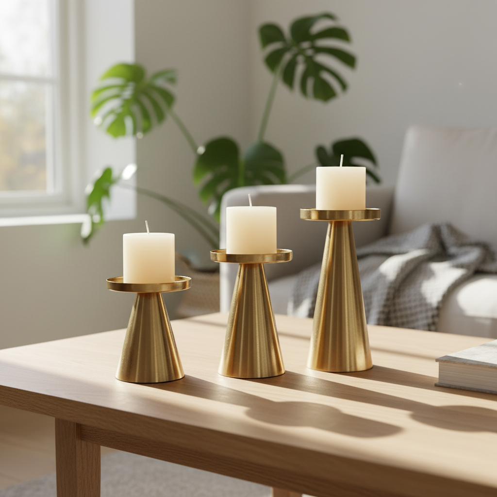 SERENITO Ljusstake set konform guldton