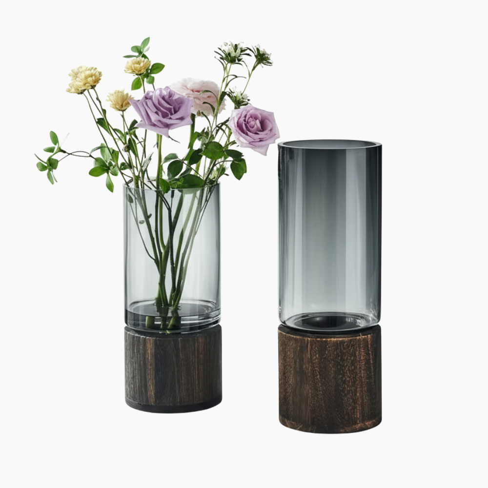 GLASRO Glasvas med träbas